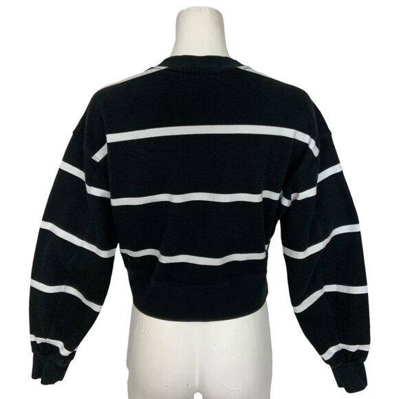 Lululemon Perfectly Oversized Cropped Crew Sweatshirt 0 Boundless Stripe Black - Picture 2 of 13